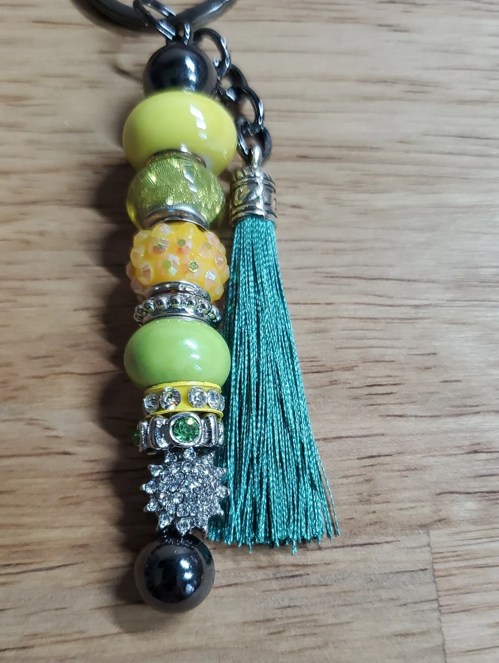 Beaded Tassel Keychain - Yellow & Teal